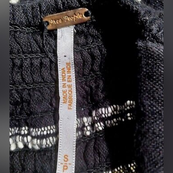 Free People Breezin Through Jumpsuit Sm Black Green Boho Hippie Wide Leg Pants - Picture 6 of 7